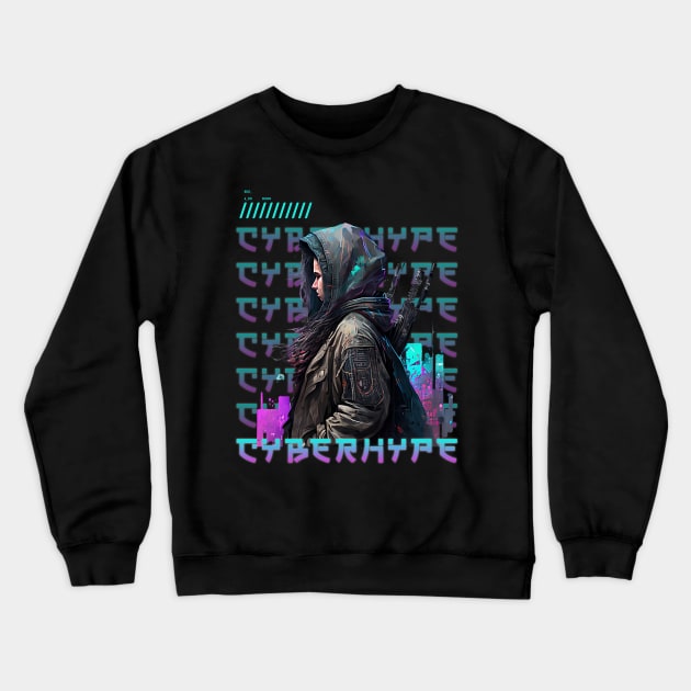 Cyberhype Cyberpunk Art Crewneck Sweatshirt by Lional Studio